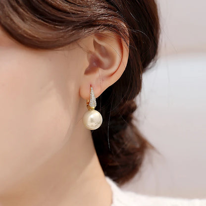French Light Luxury Pearl & Zircon Drop Earrings | Elegant Banquet Jewelry for Women