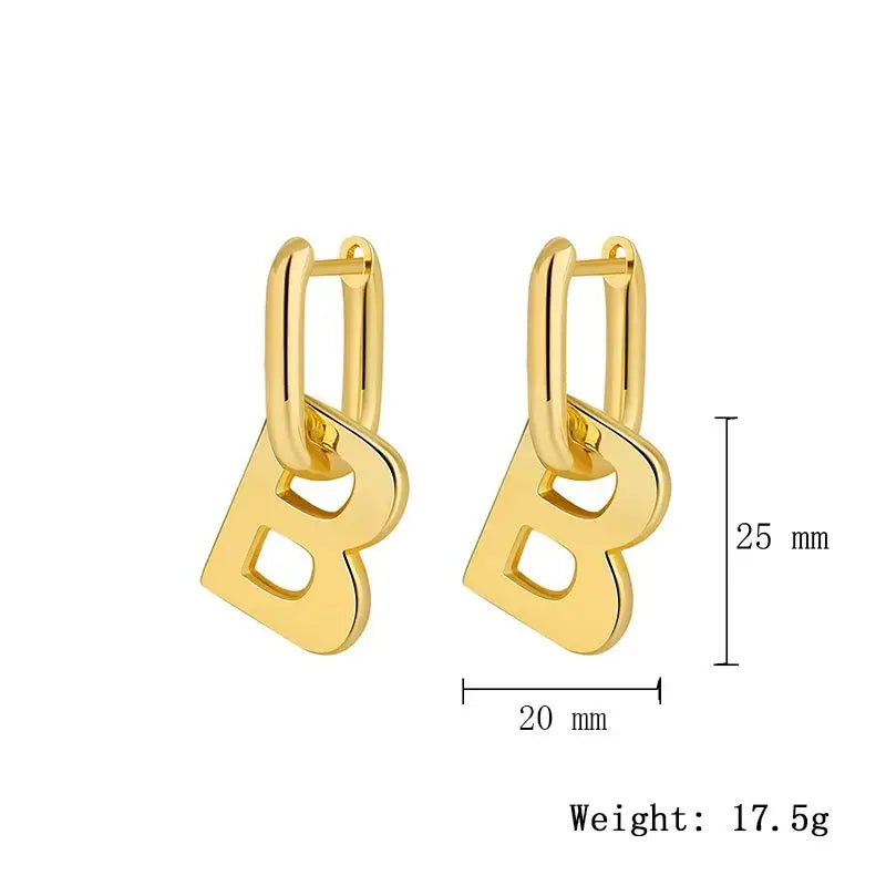 Trendy Exaggerate Letter B Pendant Drop Earrings For Women Girls Gold Color Metal Alphabet Party Birthday Gifts Jewelry