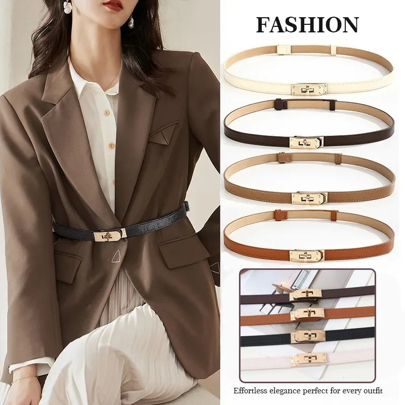 Women's Leather Belt - Suit Jacket & Dress Buckle Strap