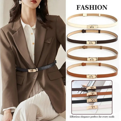 Women's Leather Belt - Suit Jacket & Dress Buckle Strap
