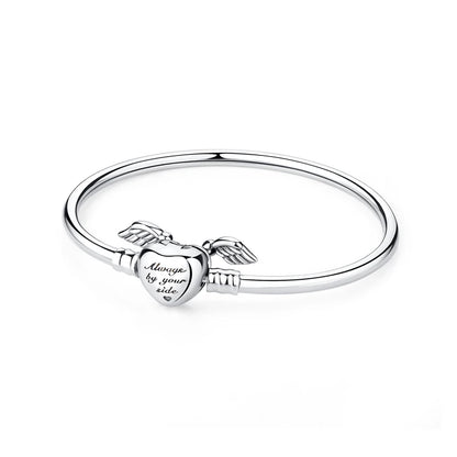 Original Sterling Silver Bracelet Love Heart Clasp Charms Beads Snake Chain Bracelets Bangles Luxury Jewelry For Women Gift