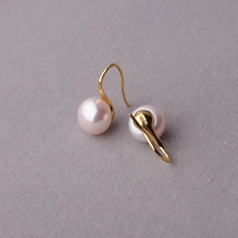 Fashion Natural Freshwater Black Pearl Earrings For Women Sterling Silver Gold Plated Earrings Wedding