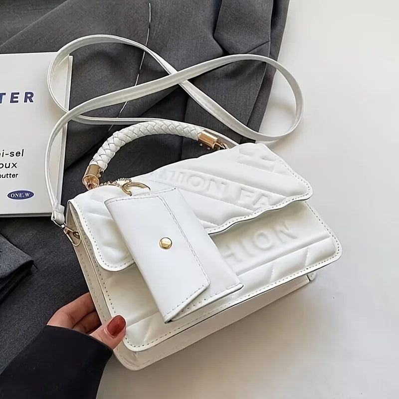 1pc Trendy Quilted Handbag with Adjustable Strap, Stylish Black Shoulder Purse for Women with Mini Coin Pouch, Crossbody Purse