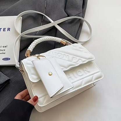 1pc Trendy Quilted Handbag with Adjustable Strap, Stylish Black Shoulder Purse for Women with Mini Coin Pouch, Crossbody Purse