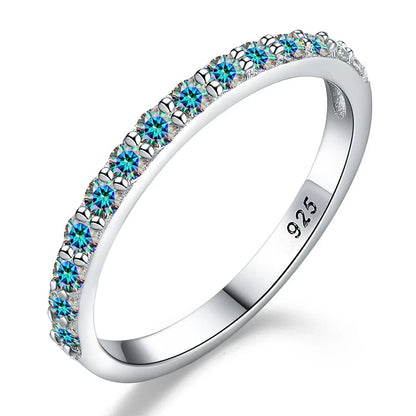 Moissanite Crown Wedding Band - 925 Sterling Silver, GRA Certified, Geometric Design