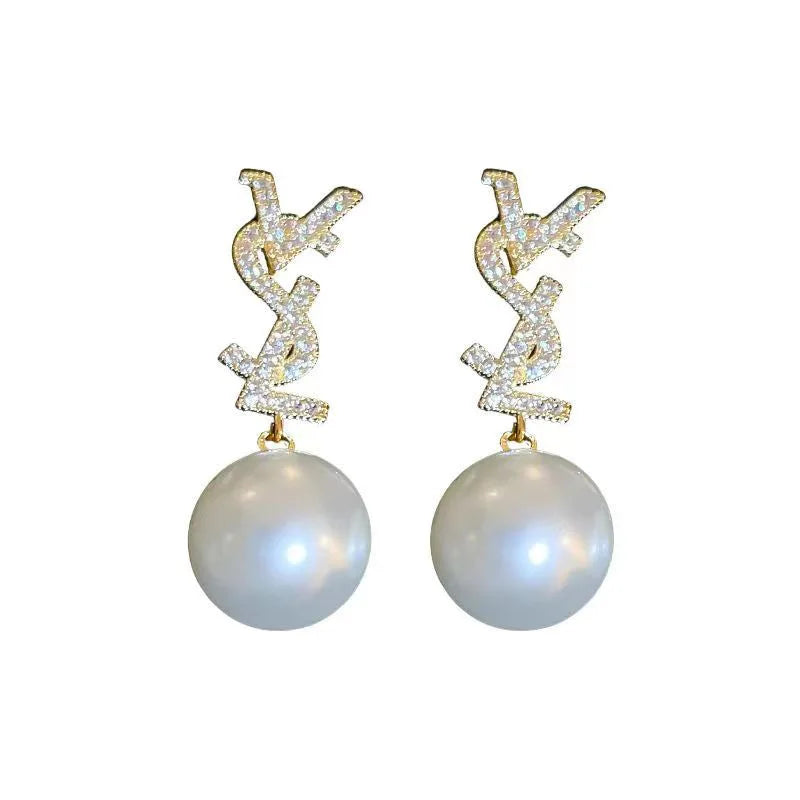 2024 Chic Linear Style Pearl Earrings Silver Needle Elegant Temperament Pearl Bowknot Jewelry Stud Drop Earrings Pearl Earrings