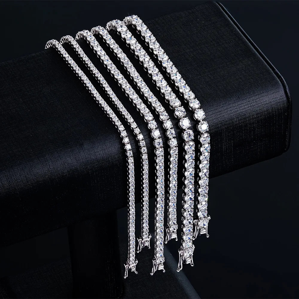 Tennis Bracelet - 925 Sterling Silver & 18K Gold, Moissanite or Zirconia, 2/3/4mm