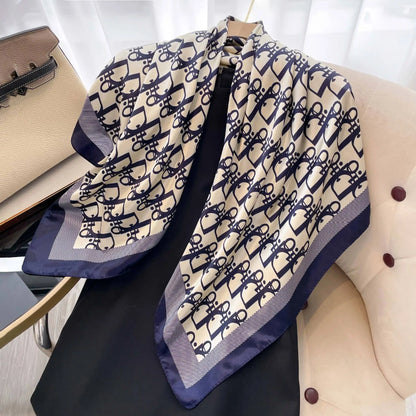 1 Pcs 90cm Ladies' Silk Scarf Vintage Fashionable Versatile Printed Silk Spring Hair Band Hijab Sunsceen Neckerchief Shawl Wraps