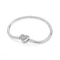 Sterling Silver Rose Gold Heart Charm Bracelet - Snake Chain Bangle