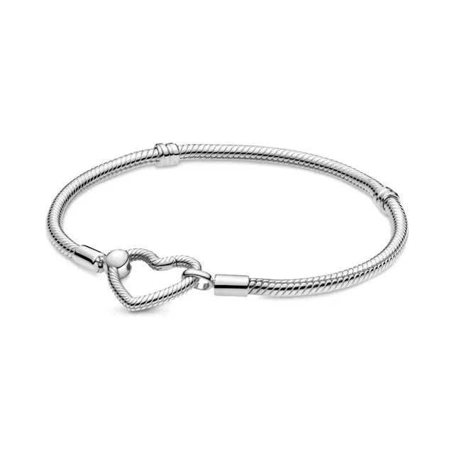 925 Sterling Silver Shell Family Tree Heart Bracelet - Charm Bangle