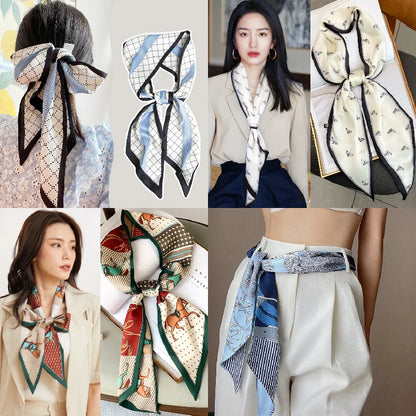 Luxury Long Silk Satin Scarf Belt - Soft Headscarf & Hair Band Accessory