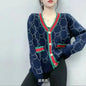 V-Neck Color Block Knitted Cardigan - Spring Autumn 2025