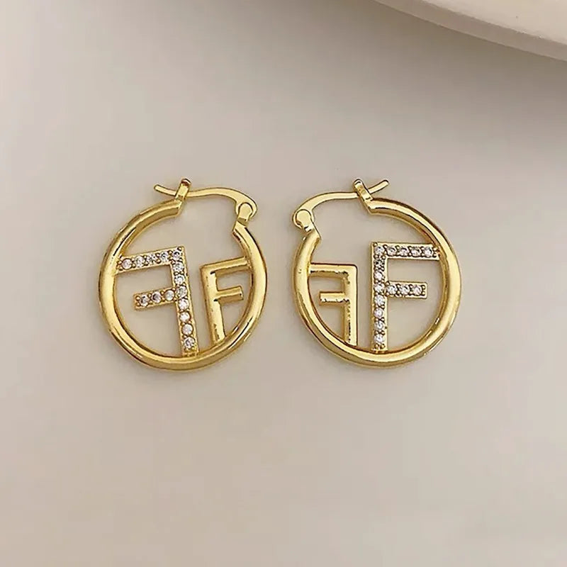 Letter F Hoop Earrings | Light Luxury Gold & Silver Plated
