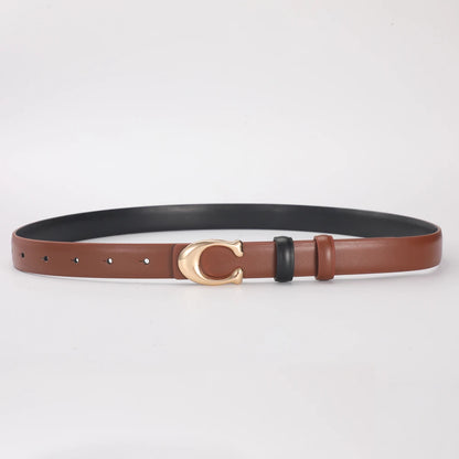 Elegant Women's PU Leather Belt - C-Shaped Buckle Fashion Belt with Gift Box