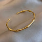 Titanium Steel Gold Bracelet - Classic Zircon Inlaid Bangle for Women