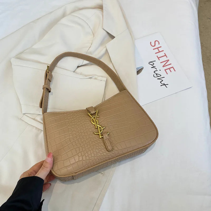 2025 New Fashion Favorite Fashion Crocodile Pattern Stick Bag Women's Fashion Trend Handbag Casual Single Shoulder Underarm Bag