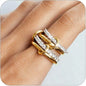 Trendy 4-Piece Stackable Ring Set - Two-Tone 18K Gold Plated Zircon Rings