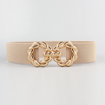 Waist Belt Women's Belt Corset Wide Elastic Dress Belt Luxury Designer Brand Stretch Elastic Wide Corset Metal Buckle Waistband