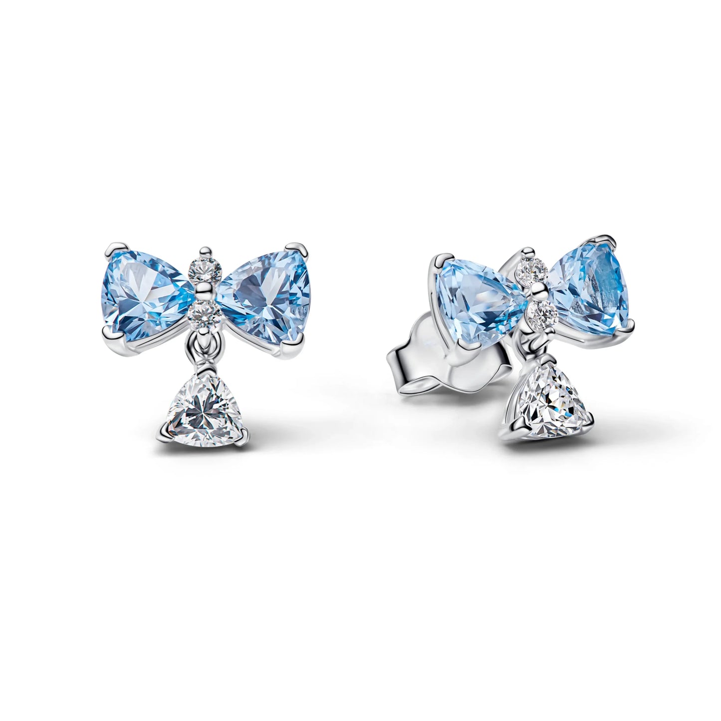 925 Sterling Silver Blue Bow Zircon Fine Jewelry | Earrings, Necklace & Ring for Women