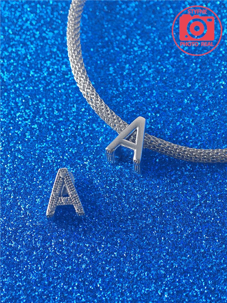 925 Sterling Silver Alphabet Letter Charm Bead | A-Z English Letters Fit Pandora Bracelets for Women