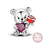 925 Sterling Silver Pink Pendant Charm Bead | Fits Pandora Bracelets & Necklaces | DIY Fine Jewelry
