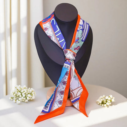 Silk Scarf Ribbon Hair Tie for Women Long Printed Accessory Bag Handle Decoration Neck Wrap Stylish Headband Multiuse