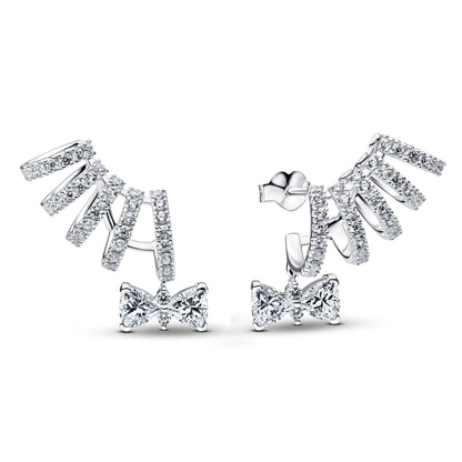 925 Sterling Silver Blue Bow Zircon Fine Jewelry | Earrings, Necklace & Ring for Women