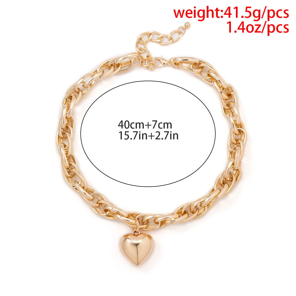 Ingemark High Quality Punk Big Heart Pendant Necklace Women Fashion Statement Chunky Heavy Chain Grunge Jewelry Steampunk Men