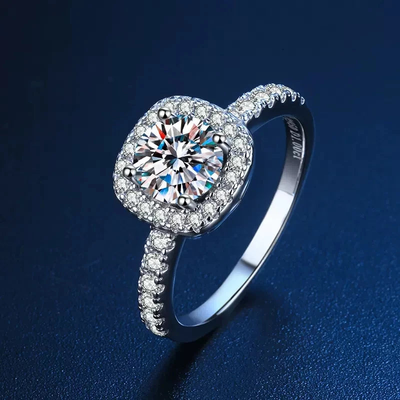 Real Moissanite Solitaire Ring - 925 Sterling Silver, D Color VVS1, GRA Certified