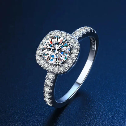 Real Moissanite Solitaire Ring - 925 Sterling Silver, D Color VVS1, GRA Certified