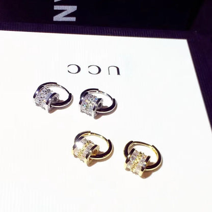 New Designer Earrings Round Super Shiny Zircon Earrings Charming Luxury Women's Jewelry Cute Girl Gift Christmas Gift