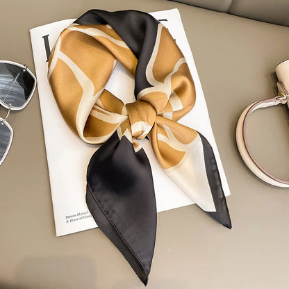 New Fashion Luxury Brand 70cm Silk Square Scarf Women Satin Shawl Wrap Hijab Echarpe Neck Tie Female Hair Bandana Headkerchief