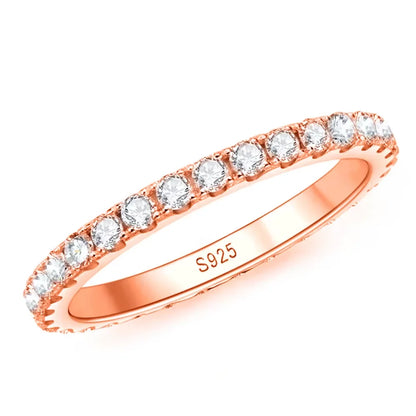 Moissanite Eternity Band - 925 Sterling Silver & 18K White Gold, D Color VVS1, GRA Certified