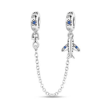 925 Sterling Silver Heart, Infinity & Triple Jewel Safety Chain Charm | Fits Pandora & Most Bracelets