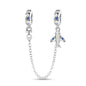 925 Sterling Silver Heart, Infinity & Triple Jewel Safety Chain Charm | Fits Pandora & Most Bracelets