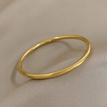 Titanium Steel Gold Bracelet - Classic Zircon Inlaid Bangle for Women