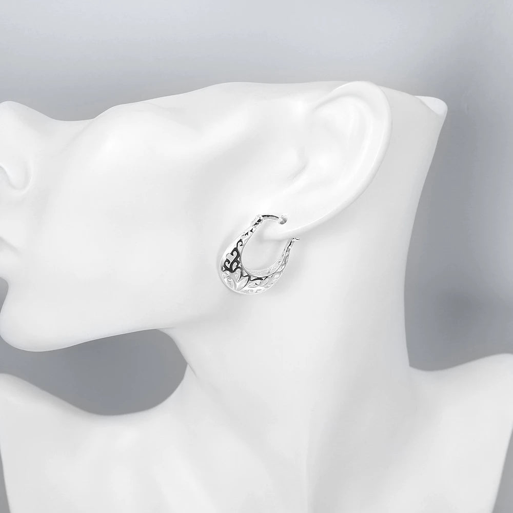 New Sterling Silver Earrings for Women high quality Jewelry Hollow Carved Christmas Gifts Trendsetter