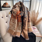 European American Women's Letter Scarf - Vintage Thick Winter Double-Sided Shawl