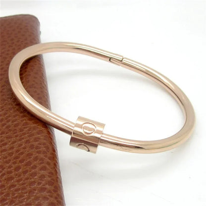 Titanium Steel Inspiration Bracelet - 18K Gold Plated with Zircon Bangle