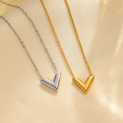 Stainless Steel Letter V Bracelets for Women Gold Color Alphabet Bangle Set Necklace Personality Pendant Design Gift for Friend