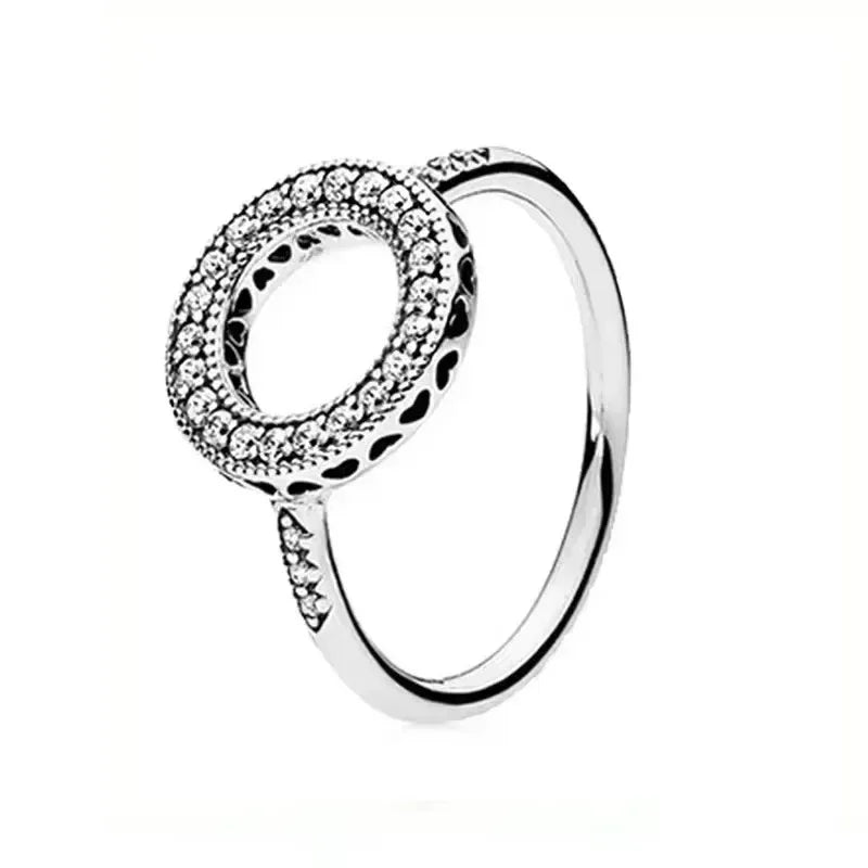 Hot selling 925 sterling silver classic dazzling crown round hearts ring exquisite women's light luxury charm ring jewelry gift