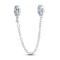 925 Sterling Silver Heart, Infinity & Triple Jewel Safety Chain Charm | Fits Pandora & Most Bracelets