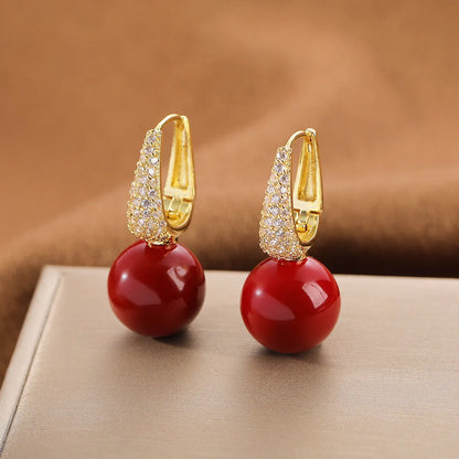 French Light Luxury Pearl & Zircon Drop Earrings | Elegant Banquet Jewelry for Women
