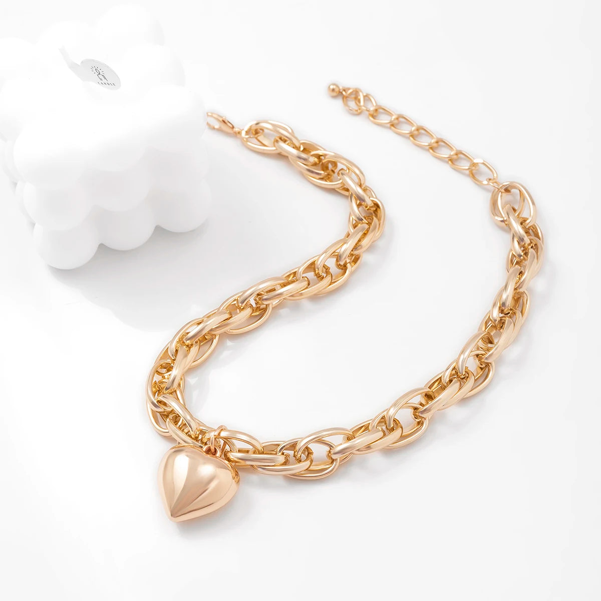 Ingemark High Quality Punk Big Heart Pendant Necklace Women Fashion Statement Chunky Heavy Chain Grunge Jewelry Steampunk Men