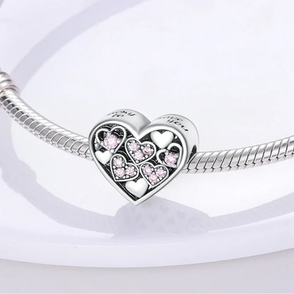 925 Sterling Silver Tree of Life, Peach Heart & Sweet Love Charm Bead | Fits Bracelets & Necklaces