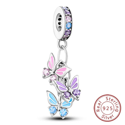 925 Sterling Silver Pink Pendant Charm Bead | Fits Pandora Bracelets & Necklaces | DIY Fine Jewelry