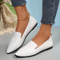 Women's Vintage Leather Pointed Flat Shoes - Soft Sole Slip-On Loafers