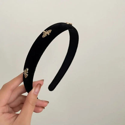 Hair Accessories Retro Hair Hoop Vintage Velvet Korean Style Personalized French Headband Bee Hairbands Wide Brim Hair Hoop