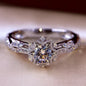 Exquisite Zircon Engagement Ring for Women | Silver Tone Bridal Wedding Jewelry