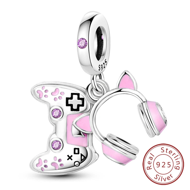 925 Sterling Silver Pink Pendant Charm Bead | Fits Pandora Bracelets & Necklaces | DIY Fine Jewelry